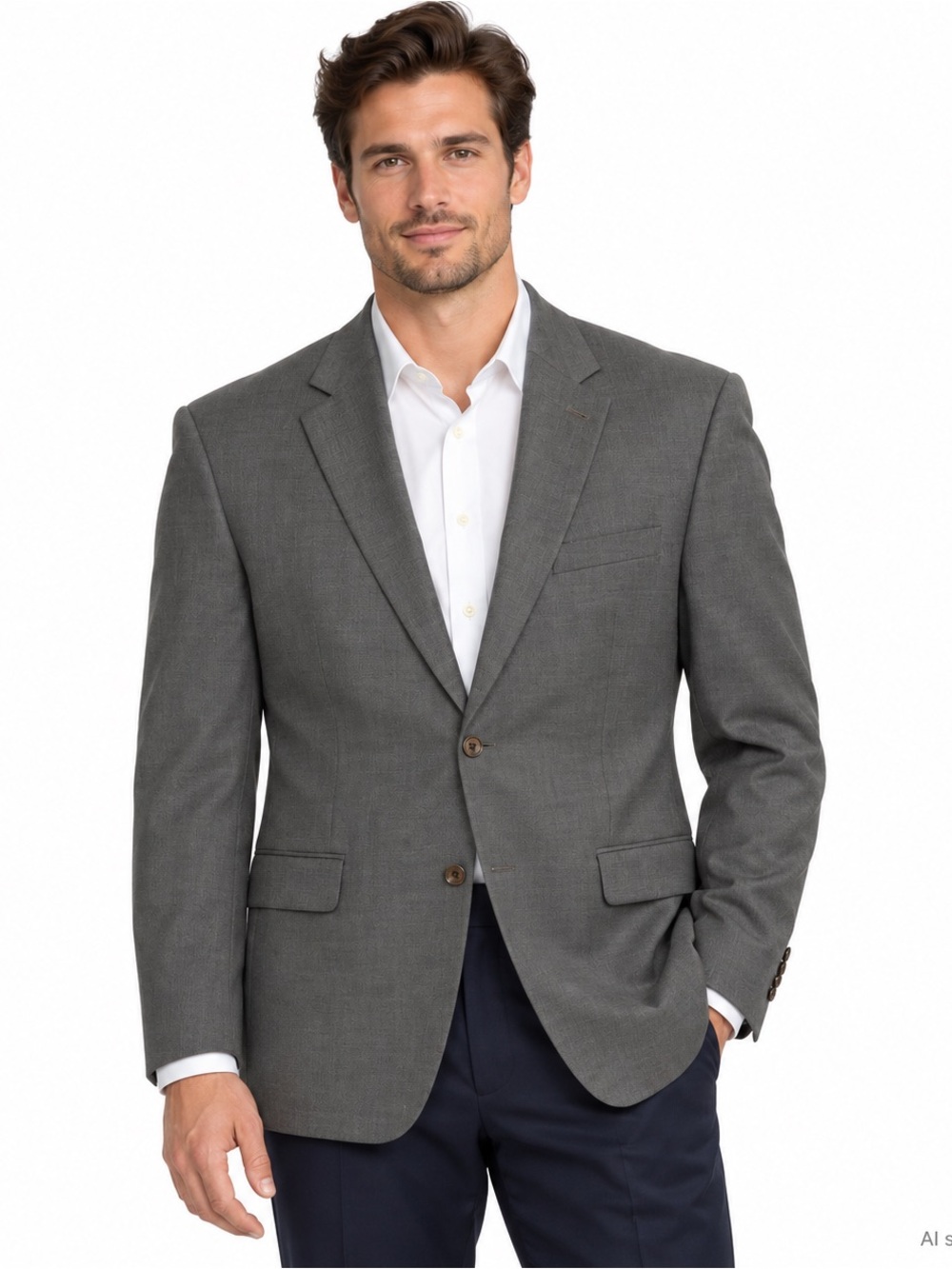 NWT Lauren Ralph Lauren UltraFlex Gray 100% Wool Suit Jacket 40L